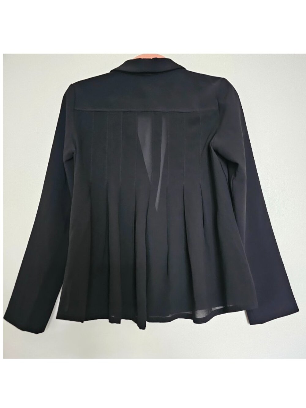 Greylin Krissa Pleated Sheer Back Blazer Jacket S Black